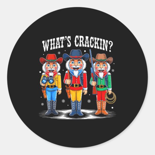 What's Crackin_ Nutcracker Christmas Family Xmas P Ronde Sticker (Voorkant)