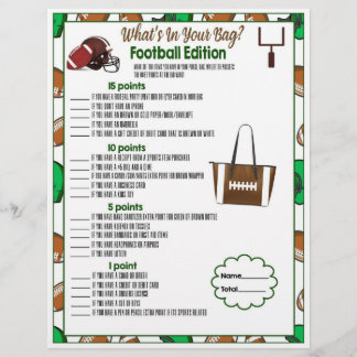 Whats in Your Bag, Football Party Game voor kinder Briefhoofd
