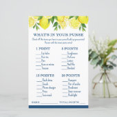 What's in Your Purse Lemon Bridal Shower Game (Staand voorkant)
