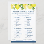 What's in Your Purse Lemon Bridal Shower Game (Voorkant)