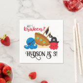 "What's Kraken" Octopus Pirate Verjaardag van kind Servet (Insitu)