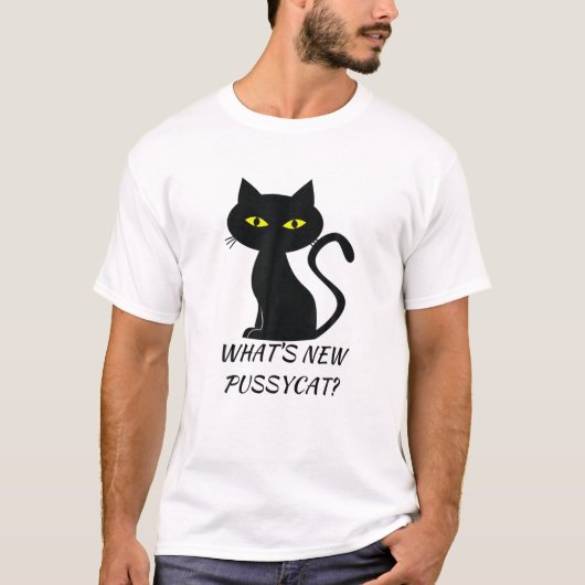 What's New Pussycat? Spooky Black Cat Halloween T-shirt (Voorkant)