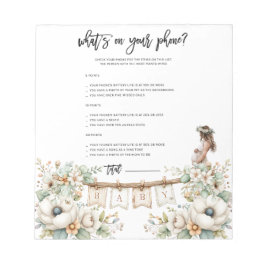 Whats on your phone? Baby Shower Game Notitieblok