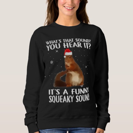 What's That Sound You Hear It Squirrel Santa Hat C Trui (Voorkant)