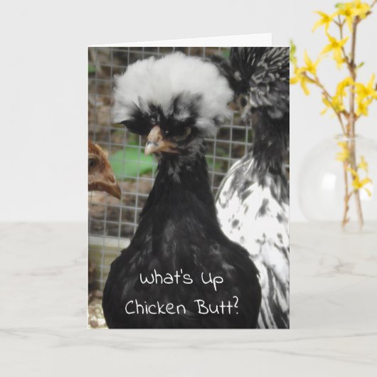 What's Up Chicken Butt Funny Gewoon Gezegde Hallo Kaart (Gele Bloem)