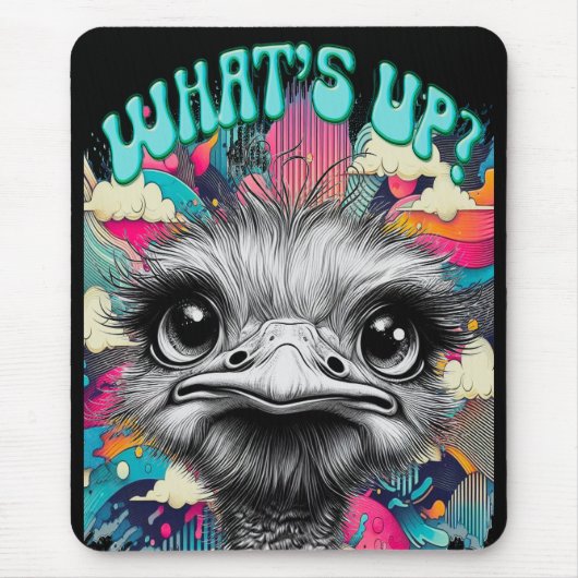 "Whats Up Ostrich" Gaming Mouse Pad Muismat (Voorkant)