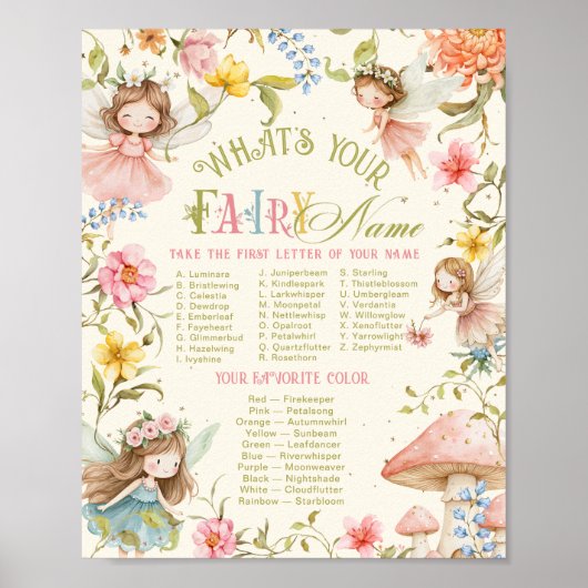Whats your fairy name Fairy Bright Birthday Poster (Voorkant)