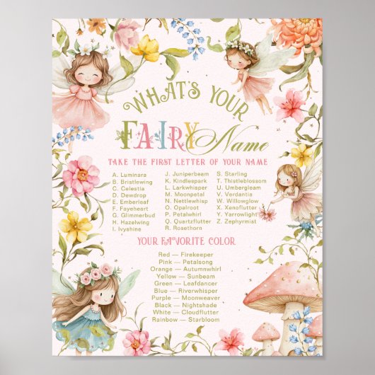 Whats your fairy name Fairy Bright Birthday Poster (Voorkant)