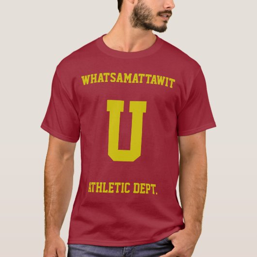 Whatsa matta met je grappige parodie atletisch shi t-shirt (Voorkant)