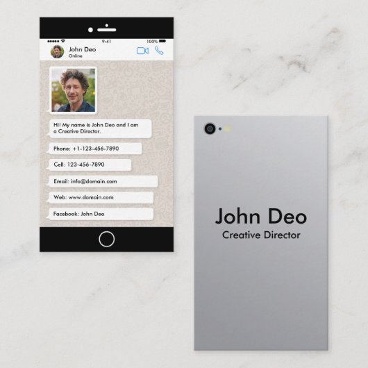 Whatsapp geïnspireerd modern Visitekaartje (Voorkant / Achterkant)