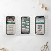 WhatsApp iPhone Chat thema bruiloft QR-code Drieluik Uitnodiging (Binnen)