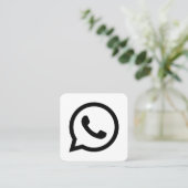 WhatsApp logo social media zwart-wit promo Contactkaartje (Staand voorkant)