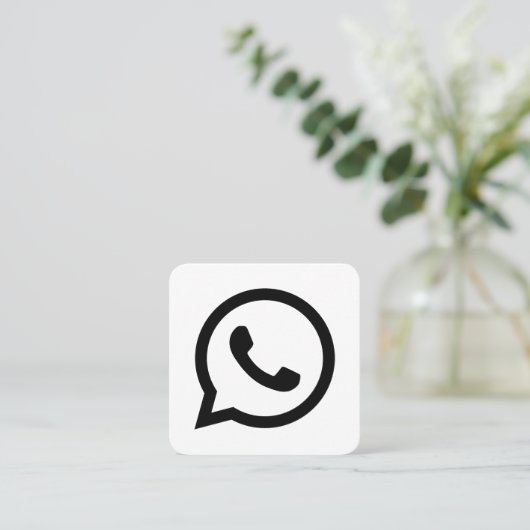 WhatsApp logo social media zwart-wit promo Contactkaartje (Staand voorkant)