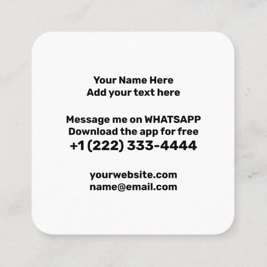 WhatsApp logo social media zwart-wit promo Contactkaartje (Achterkant)