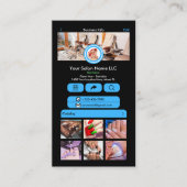 WhatsApp Nagelsalon Blauw Social Media QR Code Visitekaartje (Voorkant)