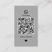 WhatsApp Nagelsalon Grijs Social Media QR Code Visitekaartje (Achterkant)