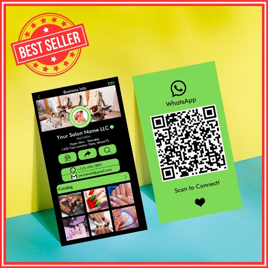 WhatsApp Nagelsalon Groen | QR-code voor sociale m Visitekaartje