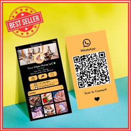 WhatsApp Nagelsalon Peach Social Media QR Code Visitekaartje
