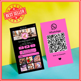WhatsApp Nagelsalon Roze | QR-code voor sociale me Visitekaartje