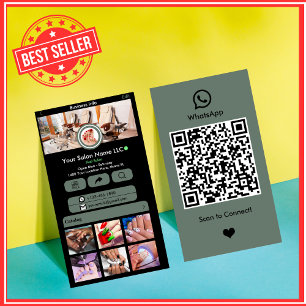 WhatsApp Nagelsalon Sage Groene Sociale Media QR Visitekaartje