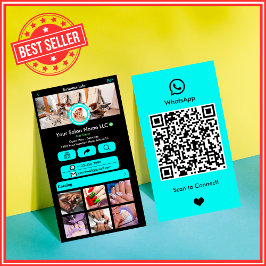 WhatsApp Nagelsalon Turquoise Social Media QR Code Visitekaartje