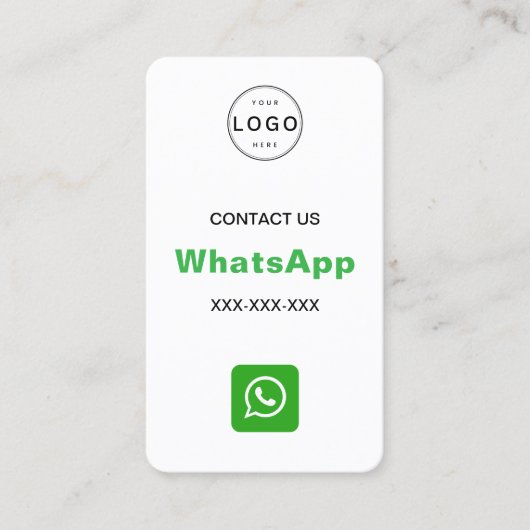 WhatsApp QR Code Eenvoudige Minimalistische Logo Visitekaartje (Voorkant)
