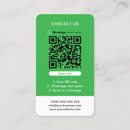 WhatsApp QR Code Eenvoudige Minimalistische Logo Visitekaartje (Achterkant)