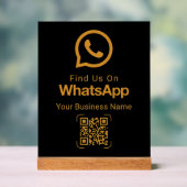 WhatsApp QR-code Zakelijk Contact Zwart Goud Acryl Bord (Neutraal)