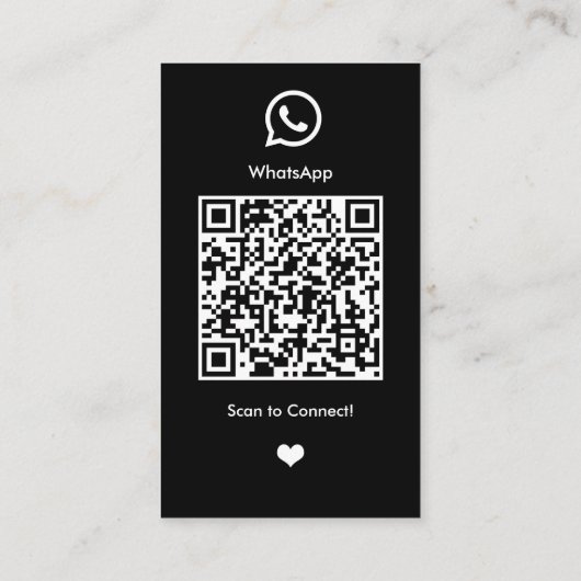 WhatsApp Zwart Nagelsalon Social Media QR Visitekaartje (Achterkant)