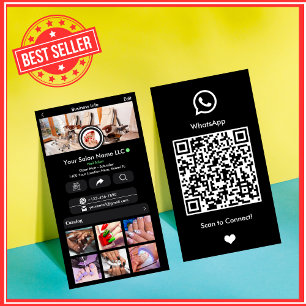 WhatsApp Zwarte Nagel Salon Social Media QR Visitekaartje