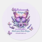 Whatsoever Things Are Scripture Ronde Sticker (Voorkant)