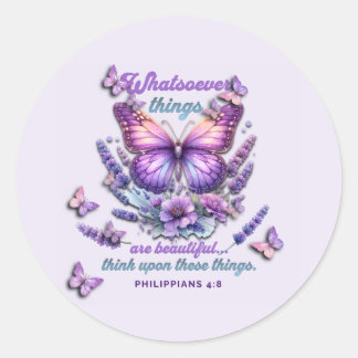 Whatsoever Things Are Scripture Ronde Sticker