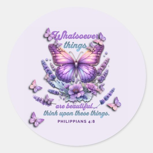 Whatsoever Things Are Scripture Ronde Sticker (Voorkant)