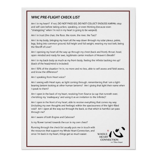 WHC-Poster voor de controlelijst voor vluchten Perfect Poster (Voorkant)