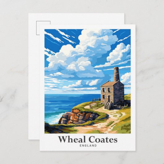 Wheal Coates België Vintage Travel Illustratie Briefkaart (Voorkant / Achterkant)