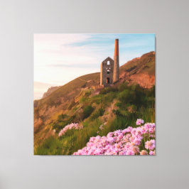 Wheal Coates tin mijn, Cornwall schilderij Canvas Afdruk