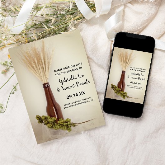 Wheat and Hops Brewery Wedding Save the Date