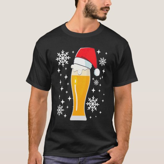 Wheat Beer Wheat Beer with Christmas Hat   Beer Dr T-shirt (Voorkant)