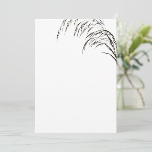 Wheat Black and White Wedding Invitation Kaart (Staand voorkant)