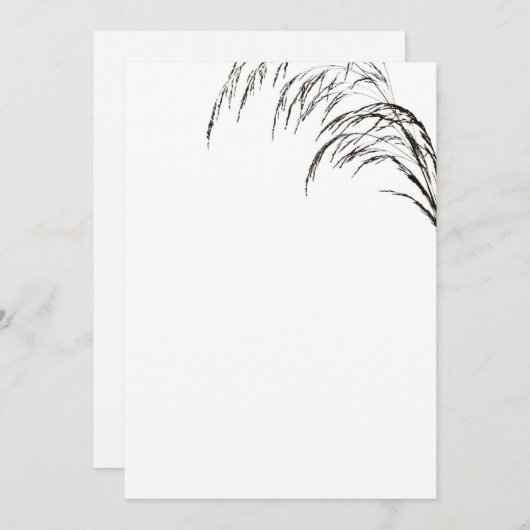 Wheat Black and White Wedding Invitation Kaart (Voorkant / Achterkant)