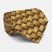 Wheat Color Basket Weave Pattern Texture Stropdas (Opgerold)
