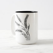 Wheat Ears Mug – Rustic Farmhouse Coffee Cup Tweekleurige Koffiemok (Voorkant links)