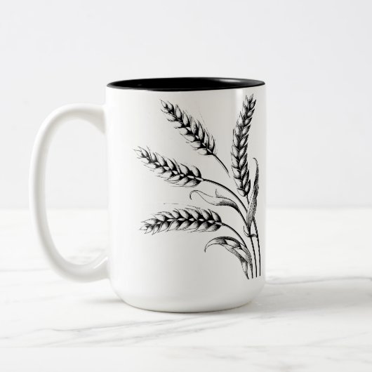 Wheat Ears Mug – Rustic Farmhouse Coffee Cup Tweekleurige Koffiemok (Links)