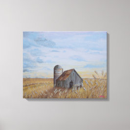Wheat Field and Barn Canvas Afdruk