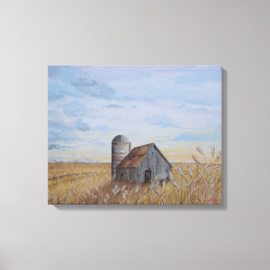 Wheat Field and Barn Canvas Afdruk (Voorkant)