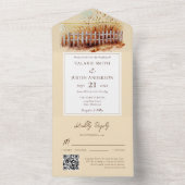 Wheat Field Fence Western Wedding All In One Uitnodiging (Binnen)