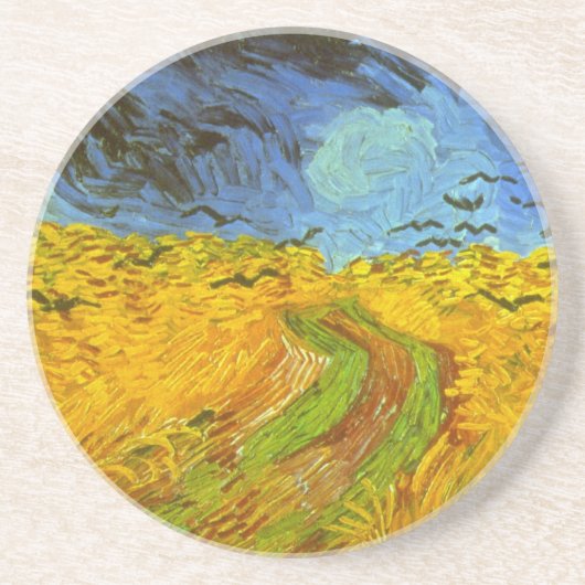 Wheat Field met Crows van Vincent van Gogh Zandsteen Onderzetter (Voorkant)