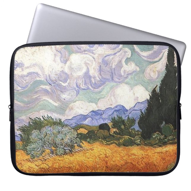 Wheat Field met Cypress van Van Gogh. Laptop Sleeve (Voorkant)