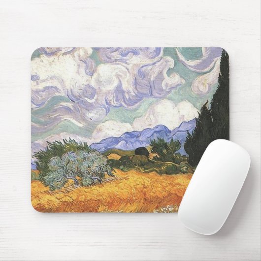 Wheat Field met Cypress van Van Gogh. Muismat (Met muis)