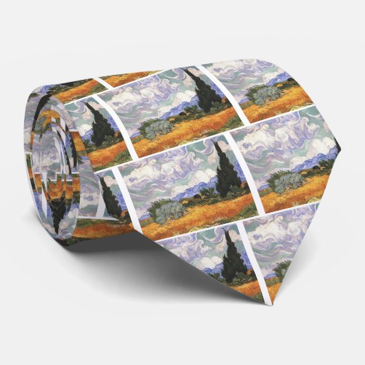 Wheat Field met Cypress van Van Gogh. Stropdas (Opgerold)